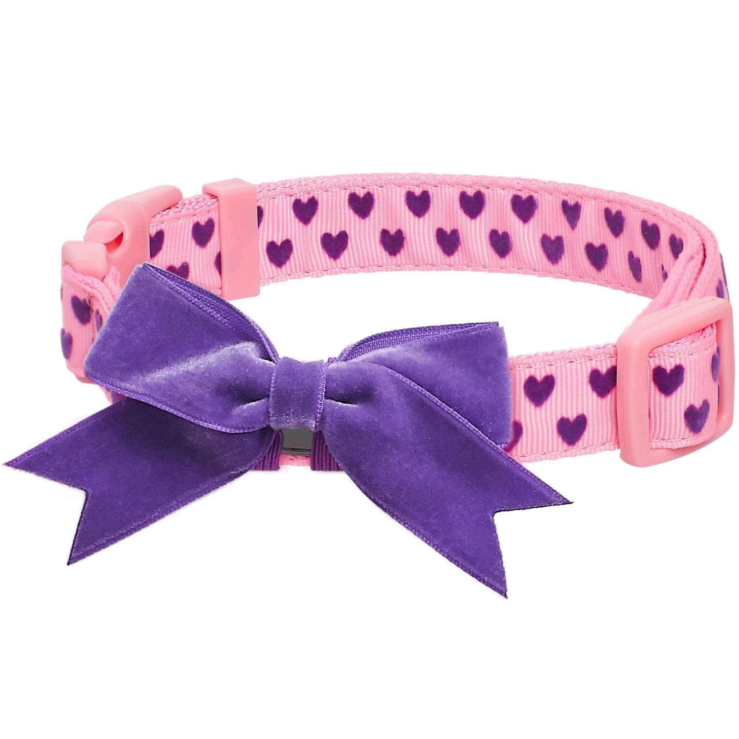 Dotted Velvet Heart Dog Collar